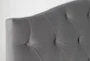 Bella Queen Velvet Grey Upholstered Headboard With Metal Bed Frame - Detail