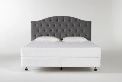 Bella Eastern King Velvet Upholstered Headboard With Metal Bed Frame |  Living Spaces