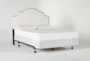 Brielle White Queen Upholstered Headboard With Metal Bed Frame - Side