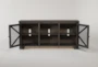 Sinclair II Grey 68" Rustic TV Stand With Glass Doors - Front