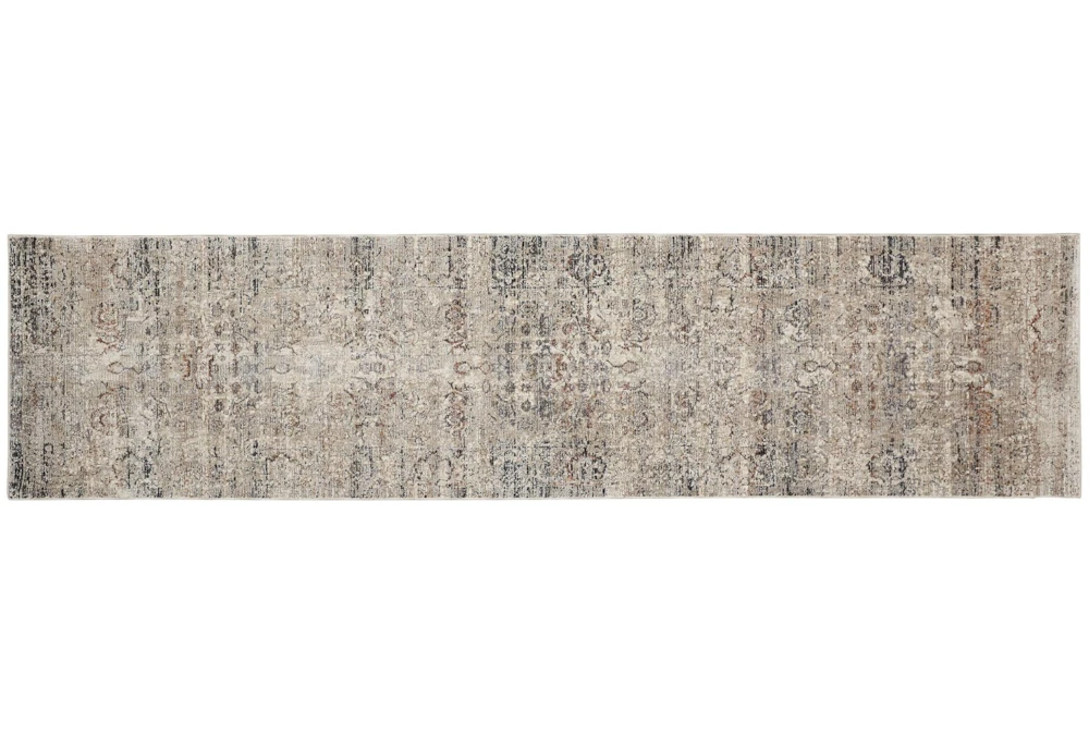 2'5"x12' Rug-Antiqued Traditional Taupe