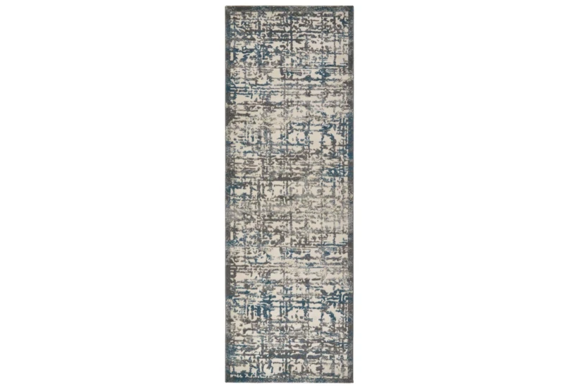 2'8"x7'8" Rug-Abstract Grid Grey/Turquoise - 360