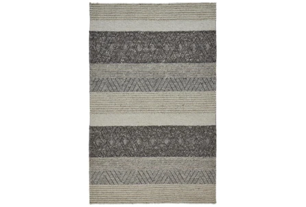 3'5"x5'5" Rug-Textured Wool Stripe Grey/Sand