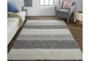 5'x8' Rug-Textured Wool Stripe Grey/Sand - Room