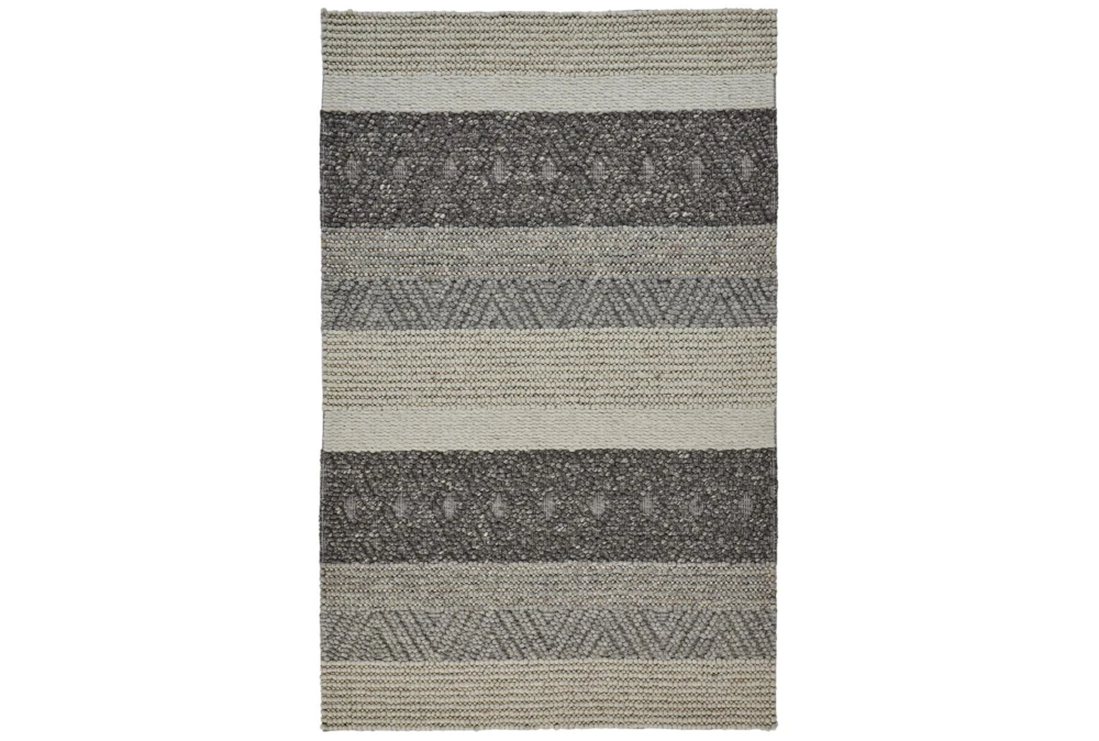5'x8' Rug-Textured Wool Stripe Grey/Sand