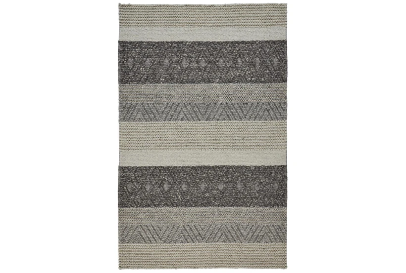 5'x8' Rug-Textured Wool Stripe Grey/Sand - 360