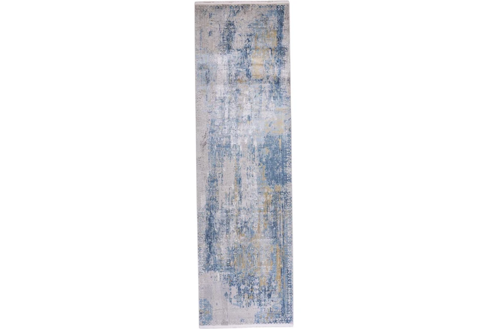 3'1"x10' Rug-Pattern Overlay Blue/Grey