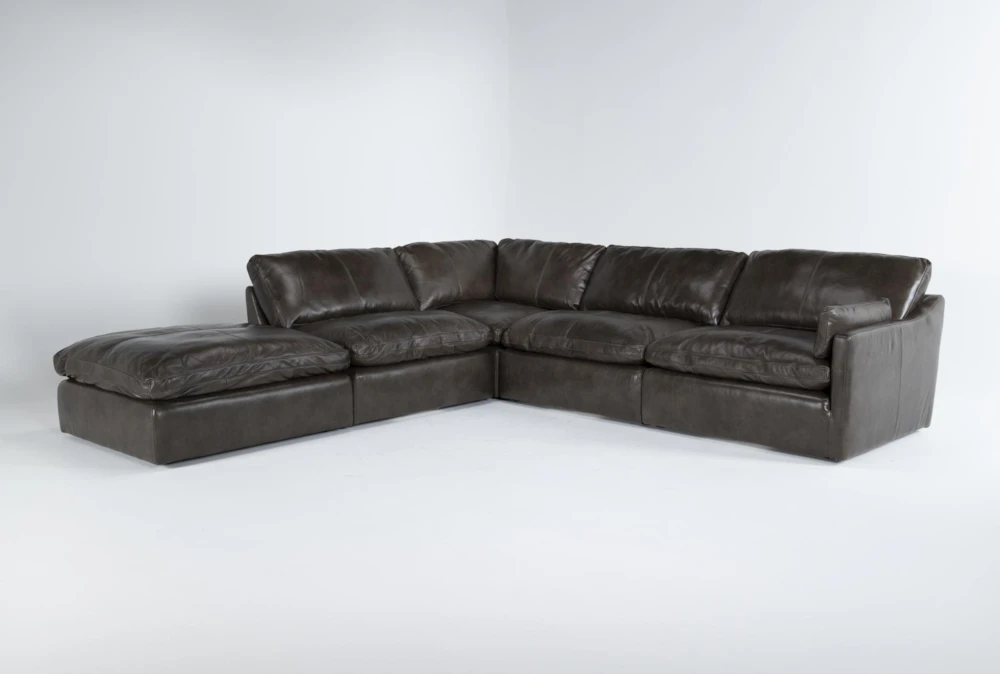 Marcello Leather 5 Piece 127" Sectional With Right Arm Facing Chair