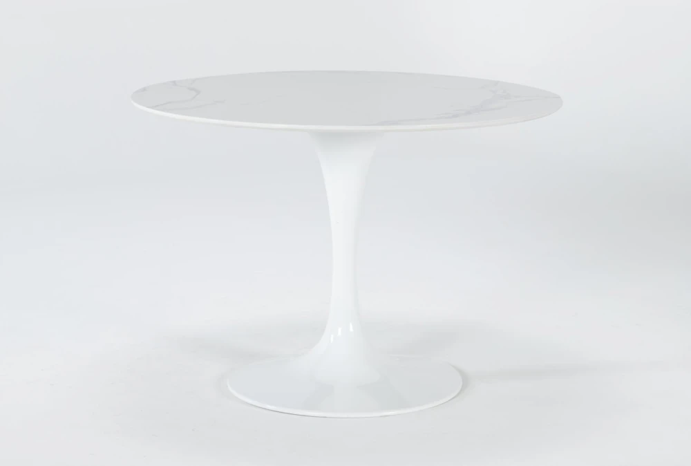 Vera 42 Inch Round White Marble Dining Table