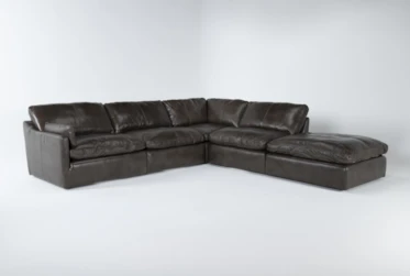 Marcello Leather 5 Piece 127" Sectional With Left Arm Facing Chair