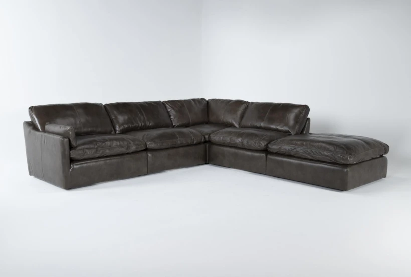 Marcello Leather 5 Piece 127" Sectional With Left Arm Facing Chair - 360