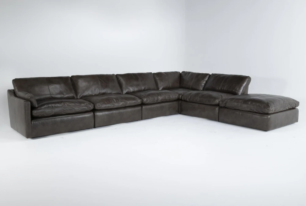 Marcello Leather 6 Piece 168" Sectional With Left Arm Facing Chair