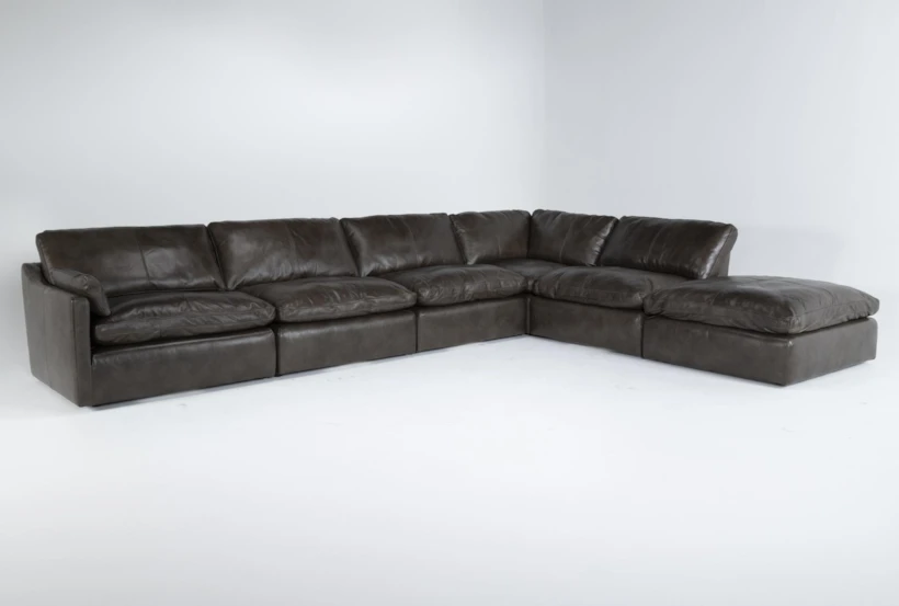Marcello Leather 6 Piece 168" Sectional With Left Arm Facing Chair - 360