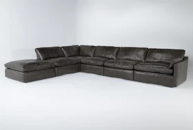 Marcello Leather 6 Piece 168" Sectional With Right Arm Facing Chair