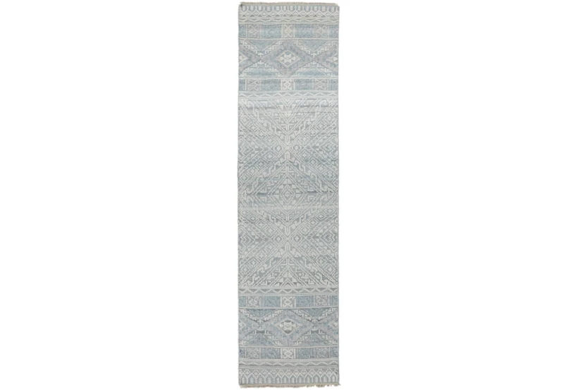 2'5"x10' Rug-Hand Knotted Wool Grey/Blue - 360