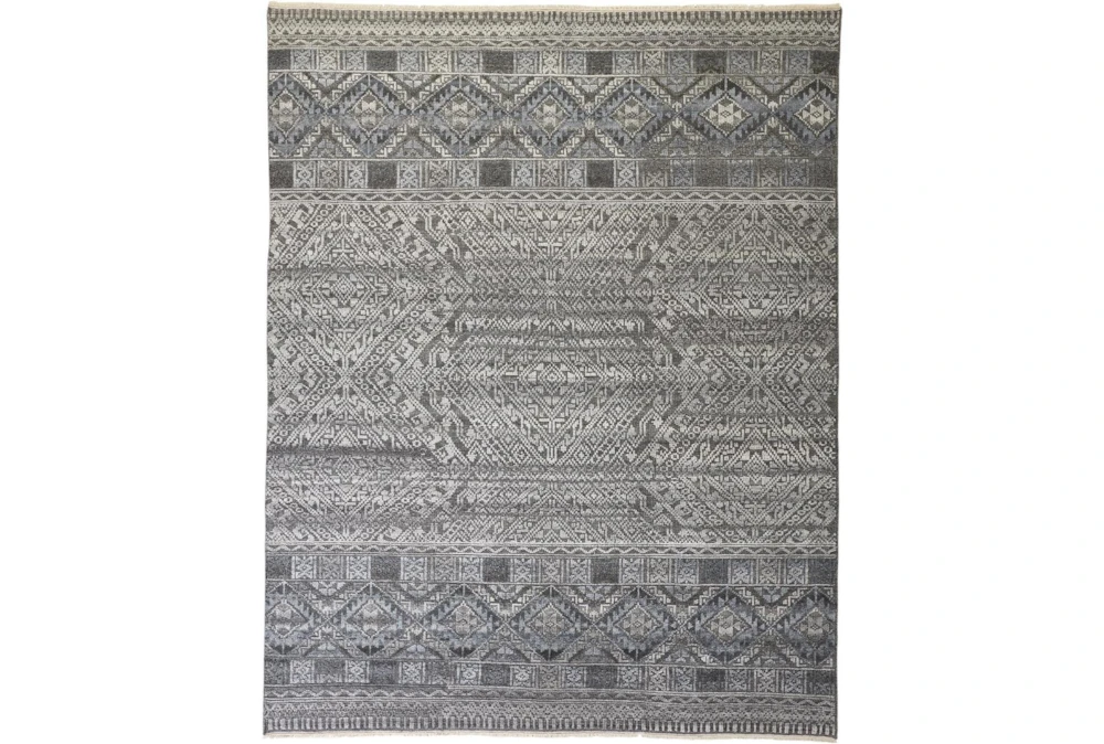 9'5"x13'5" Rug-Hand Knotted Wool Blue/Grey