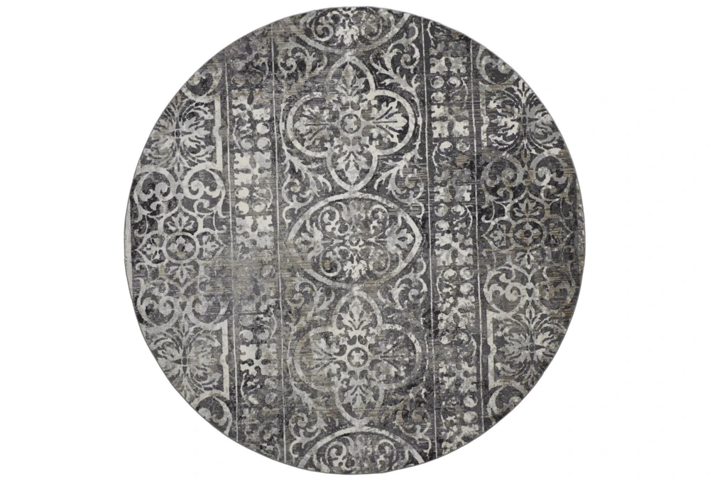 8'7" Round Rug-Alexander Charcoal/Ivory