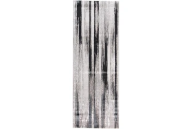 2'8"x7'8" Rug-Silver Metallic And Black Vertical Lines