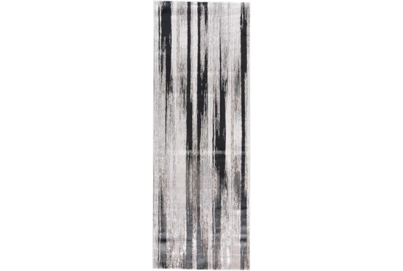 2'8"x7'8" Rug-Silver Metallic And Black Vertical Lines - 360