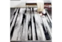 5'x8' Rug-Silver Metallic And Black Vertical Lines - Room