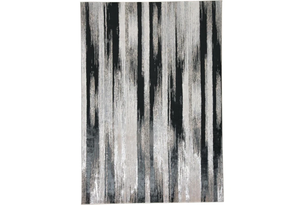 5'x8' Rug-Silver Metallic And Black Vertical Lines