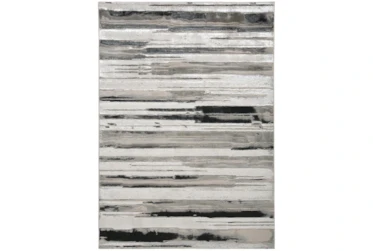 5'x8' Rug-Silver Metallic And Black Horizontal Lines