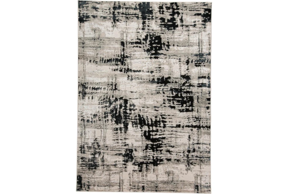 10'x13'1" Rug-Silver Metallic And Black Abstract Grid