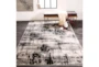 6'6"x9'5" Rug-Silver Metallic And Black Abstract Grid - Room