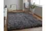 5'x8' Rug-Wool Yarn Shag Black - Room