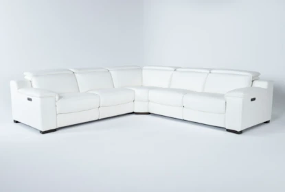 Hana White Leather 3 Piece 113 Power, Modern White Leather Recliner Sofa