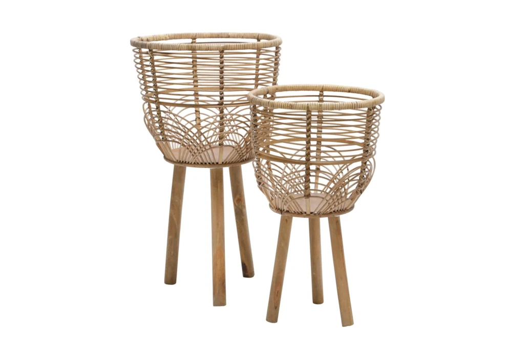 Wicker Planters 10/12" Natural, Set Of 2