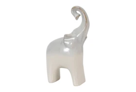 10 Inch Cream Grey Ombre Trunk Up Elephant Sculpture