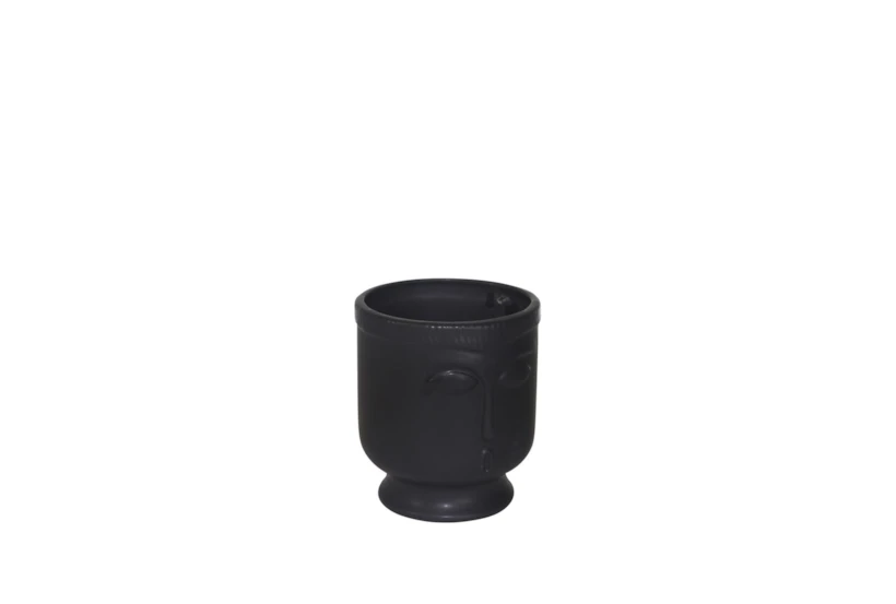 6 Inch Black Ceramic Footed Face Vase - 360