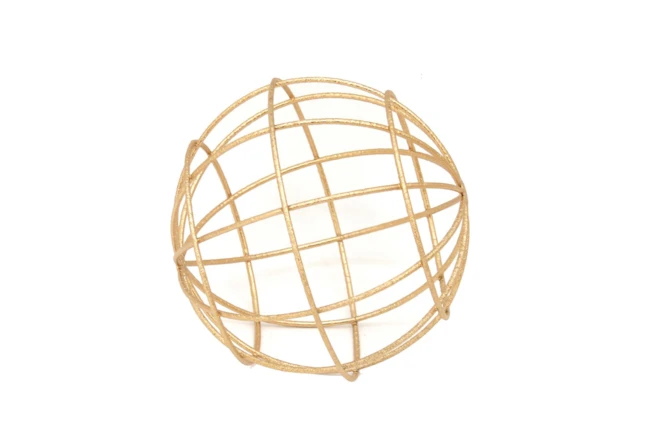 6 Inch Gold Metal Decorative Orb - 360