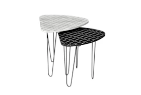 Set Of 2 Black + White Accent Tables