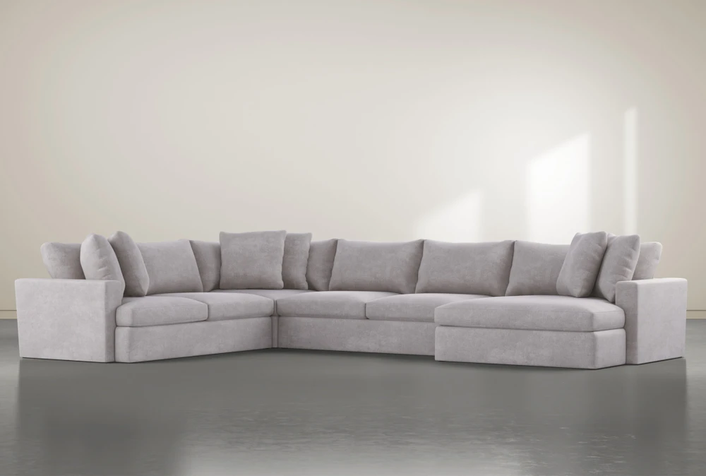 Grand Down II Chenille 4 Piece 182" Sectional With Right Arm Facing Oversized Chaise