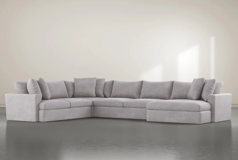 Grand Down II Chenille 4 Piece 182" Sectional With Right Arm Facing Oversized Chaise - 360