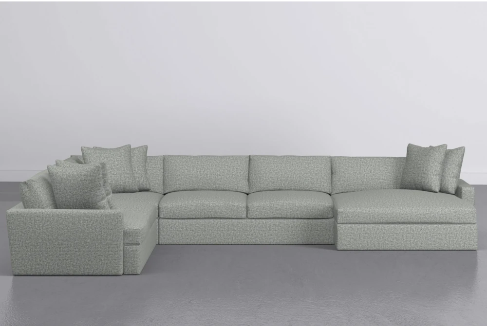 Grand Down II Mint 4 Piece 182" Sectional With Right Arm Facing Oversized Chaise