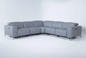 Alessa Sleet 5 Piece 113" Power Reclining Sectional With Power Headrest And Usb
