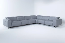 Alessa Sleet 6 Piece 142" Power Reclining Sectional With 2 Power Headrest,Usb And 2 Armless Chairs