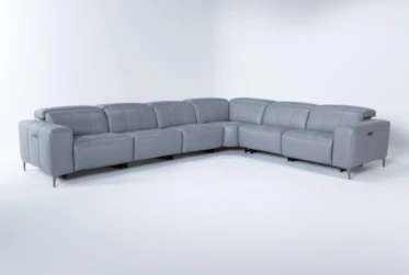 Alessa Sleet 6 Piece 142" Power Reclining Sectional With 2 Power Headrest,Usb And 2 Armless Chairs
