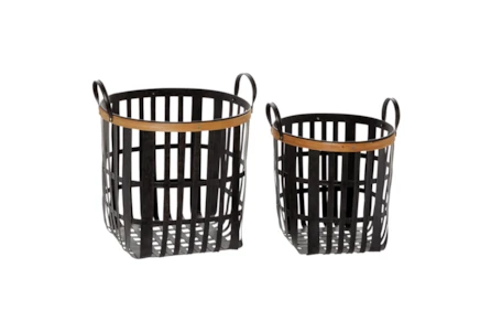 Rl Black Caged Baskets Set Of 2