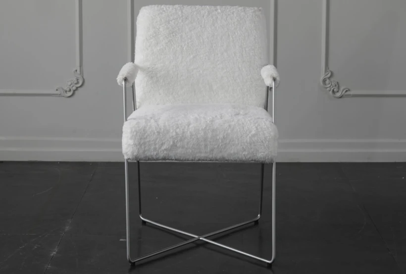 White Faux Fur Arm Chair - 360