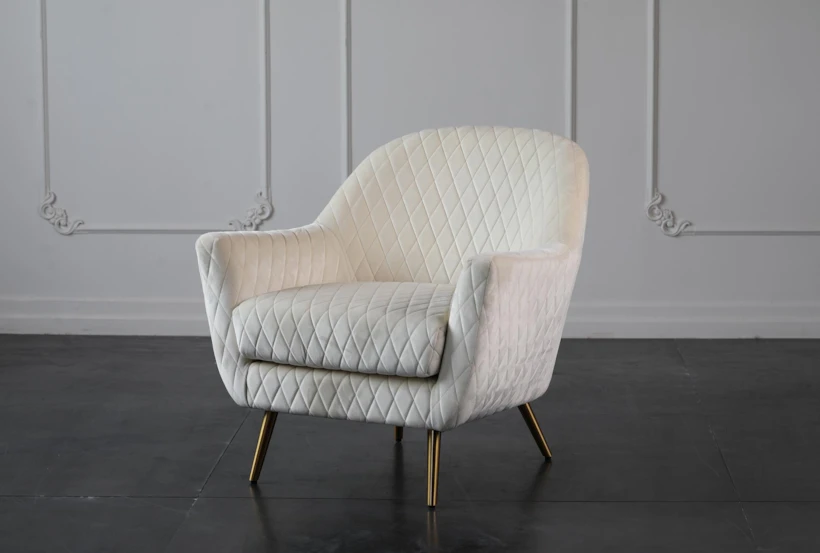 Ivory Quilted Accent Chair - 360