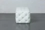 Ivory Tufted Rectangle Ottoman - Side