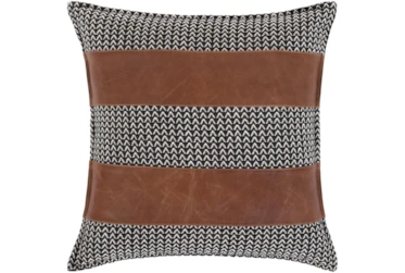 Accent Pillow-Herringbone & Leather Stripes 20X20