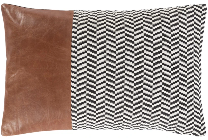 Accent Pillow-Herringbone & Leather Band 13X20 - 360