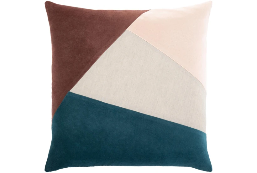 Accent Pillow-Color Block Teal/Rust 18X18 - 360