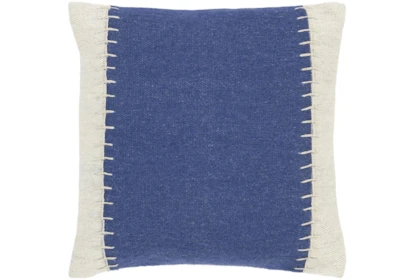 20X20 Denim Blue Top Stitch Band Throw Pillow