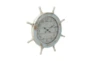 28 Inch Distressed Captains Wheel Wall Clock - Front